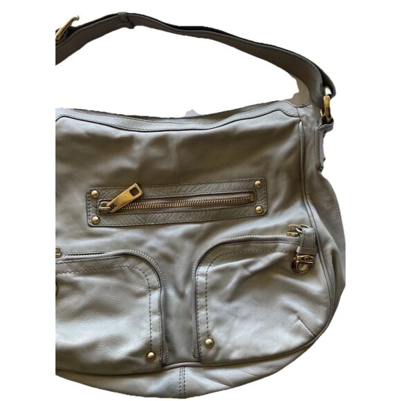 Vintage Marc Jacobs Christy Leather Gray Gold Handbag Iconic Shoulder Bag Purse - Picture 1 of 15